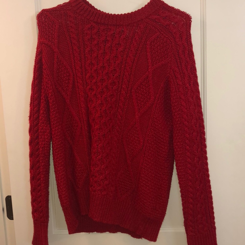 Red knit sweater!